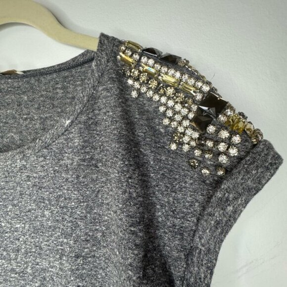 Maje Grey Jersey Dress – Embellished Shoulders, Size 1 - Picture 5 of 9